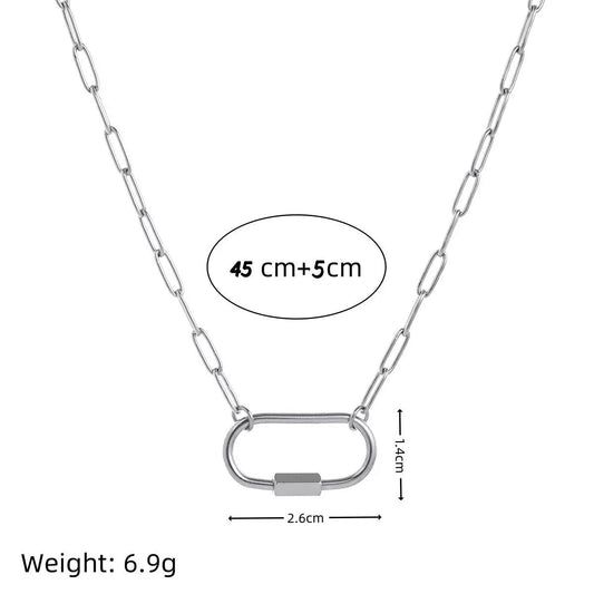 The Thread · Paperclip | 18K Gold-Plated Paperclip Chain Oval Carabiner Clasp Necklace | Interchangeable Charm Necklace | DIY Jewelry