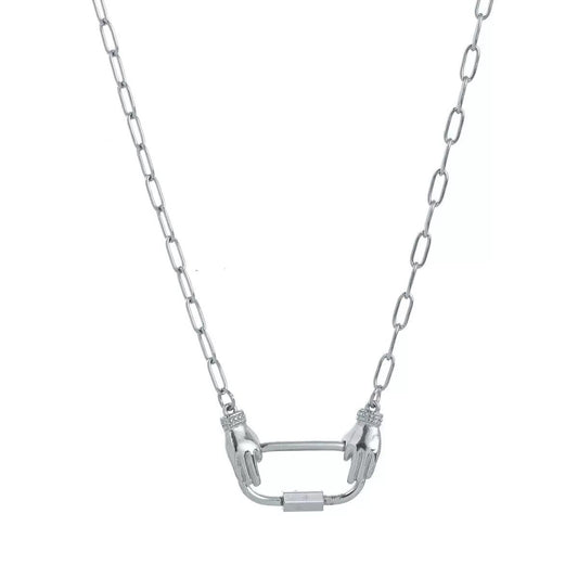 The Thread · Hold | Hands Rectangle Carabiner Clasp Paperclip Chain Necklace | Interchangeable Charm Necklace | DIY Jewelry | Couple & BFF Gift
