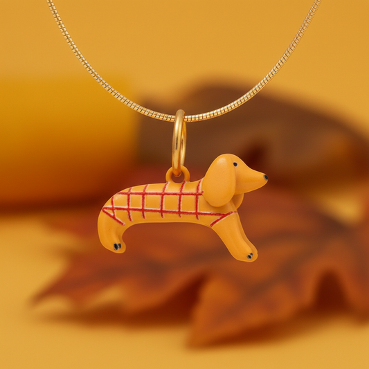 Dachshund Charm 3 - Gold Chain