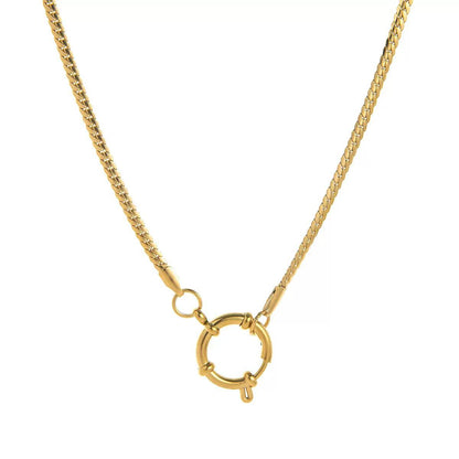 The Thread · Franco | 18K Gold-Plated Franco Square Snake Chain Large Round Spring Clasp Necklace | Interchangeable Charm Necklace | DIY Jewelry