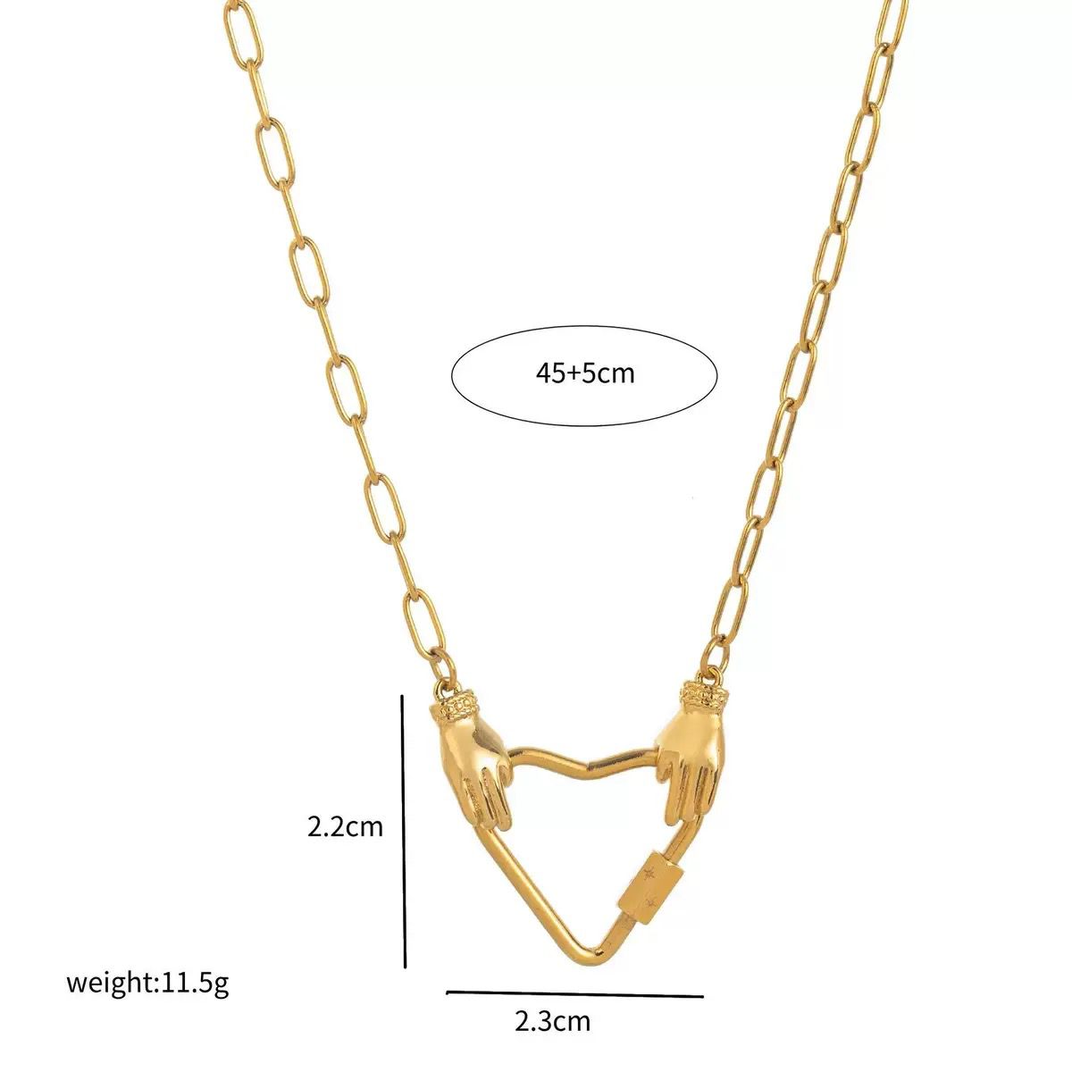 The Thread · Hands | Hands Heart Carabiner Clasp Paperclip Chain Necklace | Interchangeable Charm Necklace | DIY Jewelry | Couple & BFF Gift
