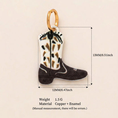 Little Weirdos | The Boot Enamel DIY Charm Pendant | 3D Copper Western Cowboy