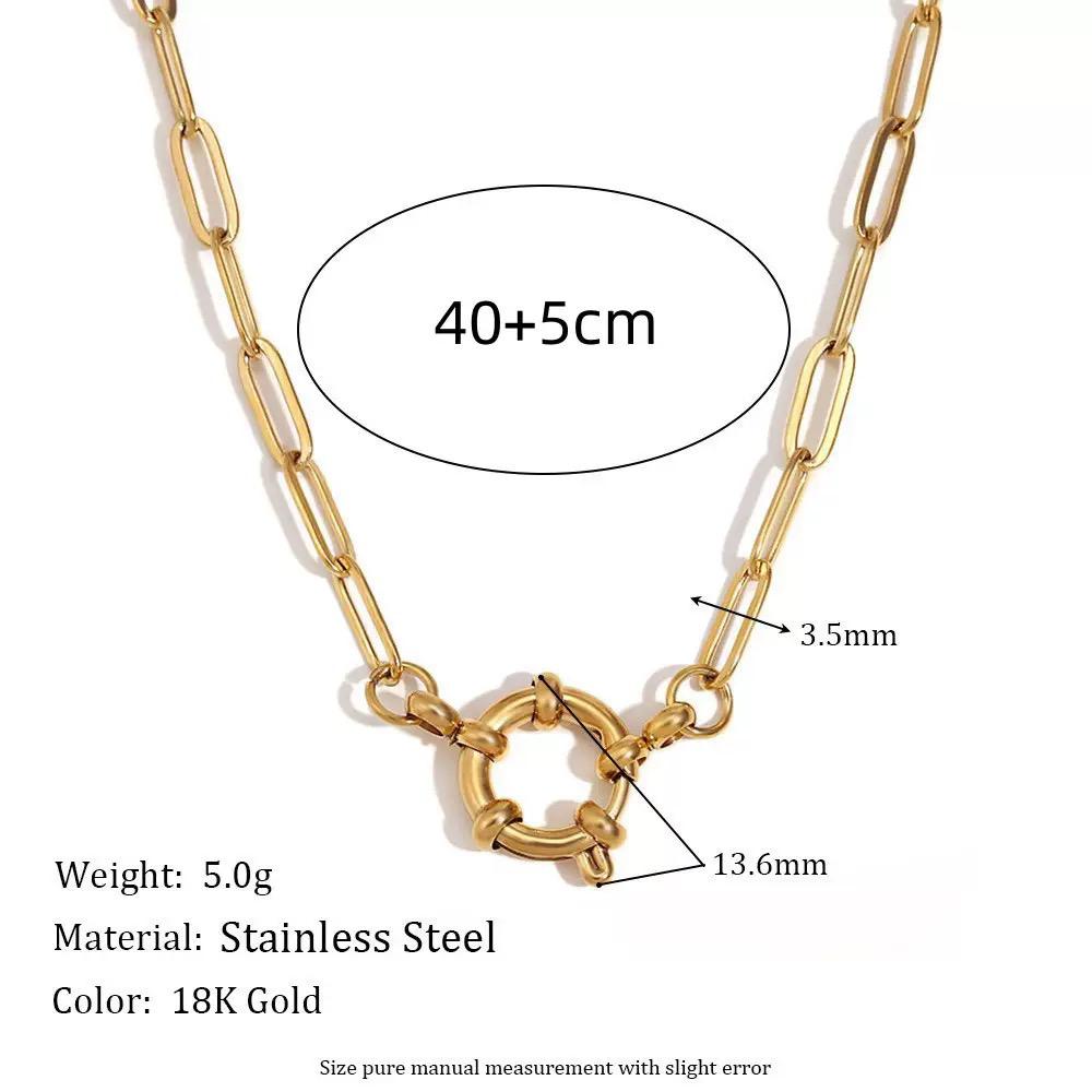The Thread · Slim | 18K Gold-Plated Slim Paperclip Chain Large Round Sailor Clasp Necklace | Interchangeable Charm Necklace | DIY Jewelry