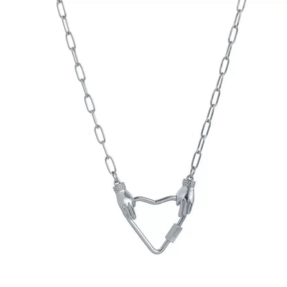 The Thread · Hands | Hands Heart Carabiner Clasp Paperclip Chain Necklace | Interchangeable Charm Necklace | DIY Jewelry | Couple & BFF Gift