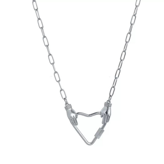 The Thread · Hands | Hands Heart Carabiner Clasp Paperclip Chain Necklace | Interchangeable Charm Necklace | DIY Jewelry | Couple & BFF Gift