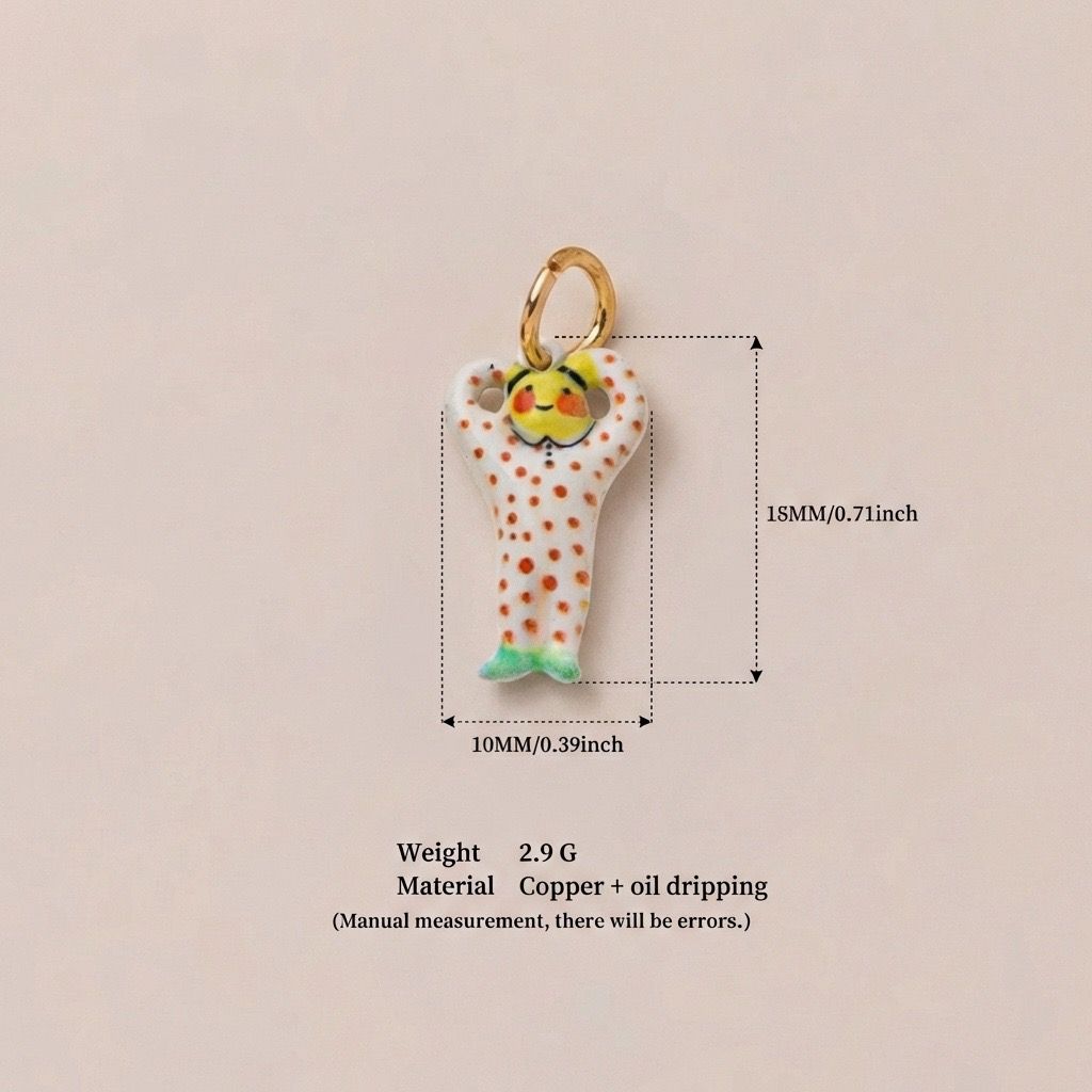 Little Weirdos | The Bee Pajama Figure Oil Dripping DIY Charm Pendant | 3D Polka Dot Sleepy Bee Costume