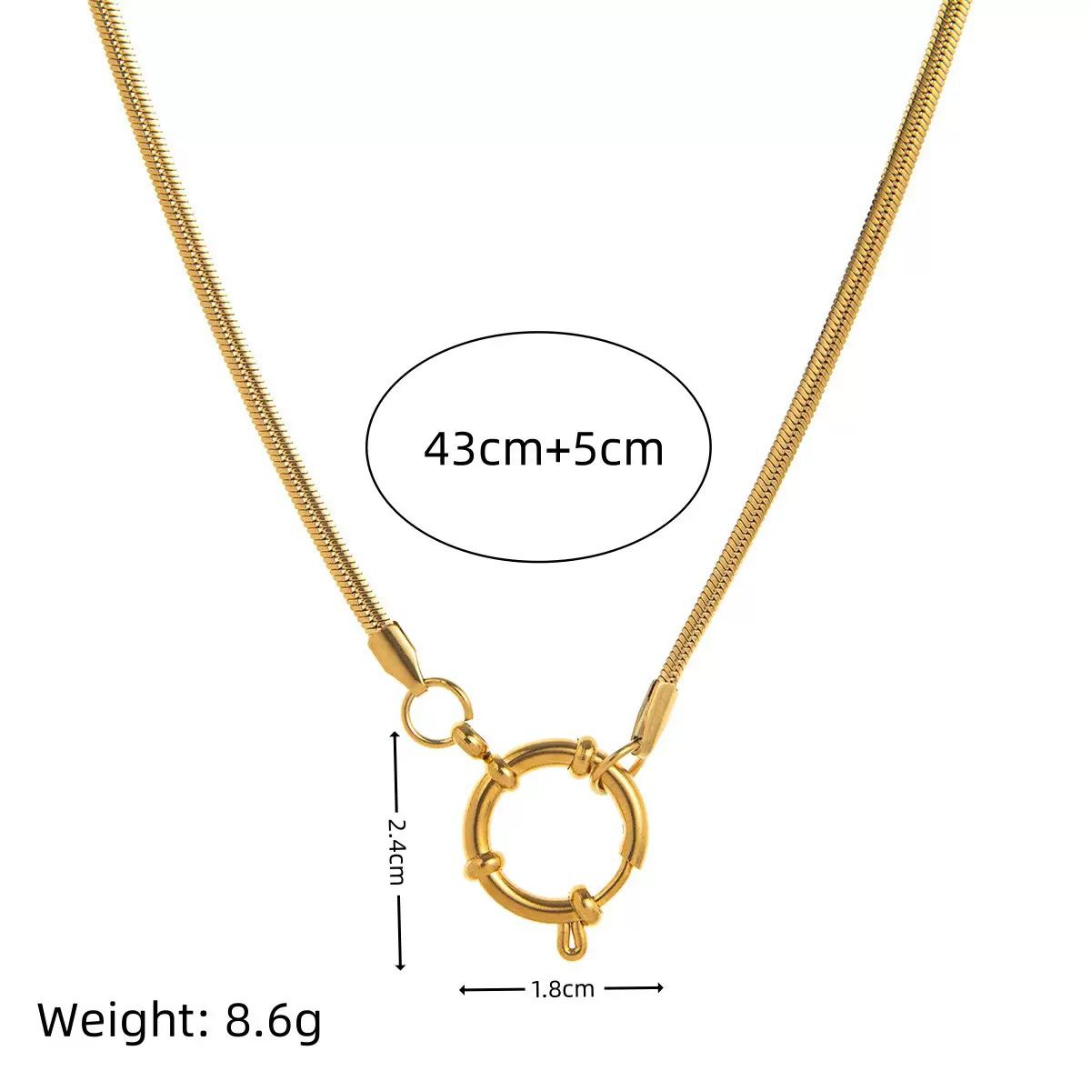 The Thread · Snake | 18K Gold-Plated Snake Chain Large Round Spring Clasp Necklace | Interchangeable Charm Necklace | DIY Jewelry