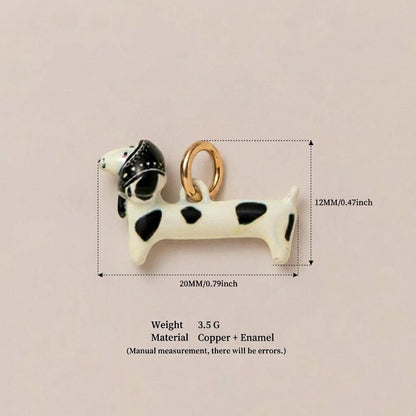 Little Weirdos | The Cowboy Dachshund Enamel DIY Charm Pendant | 3D Copper Western Black Hat Sausage Dog