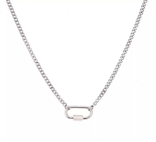 The Thread · Curb | 18K Gold-Plated Curb Chain Oval Carabiner Clasp Necklace | Interchangeable Charm Necklace | DIY Jewelry
