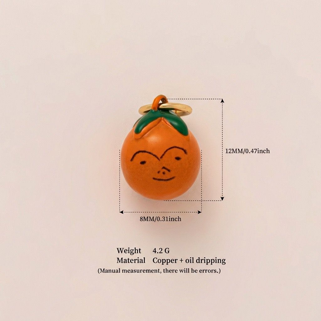 Little Weirdos | Mr. Orange Enamel DIY Charm Pendant | Copper Oil Drip
