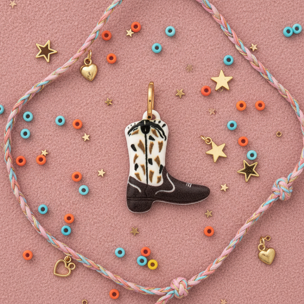 Cowboy Boot Charm 10 - DIY Crafting Pink