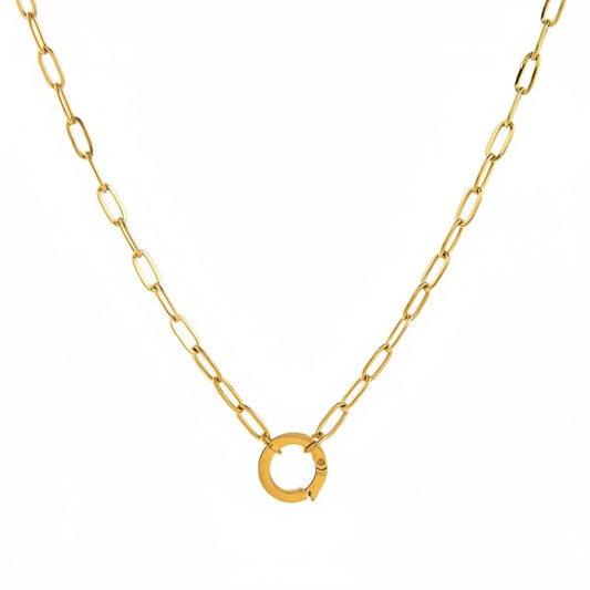 Gold Paperclip Chain Necklace 1