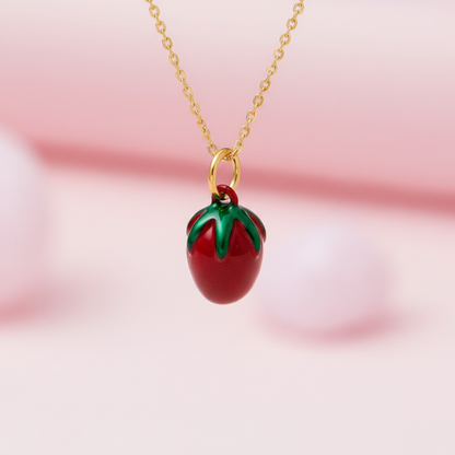 Strawberry Charm 3 - Gold Chain Pink